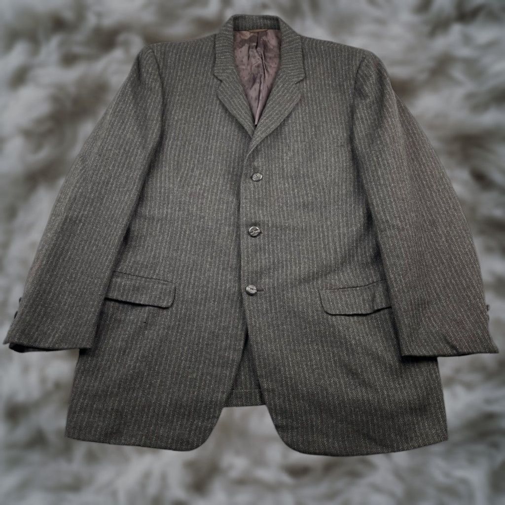 VTG Middishade Men's Tweed Blazer/Jacket Brown Stripe 3-Button Wool 42S Short Blazer Mens