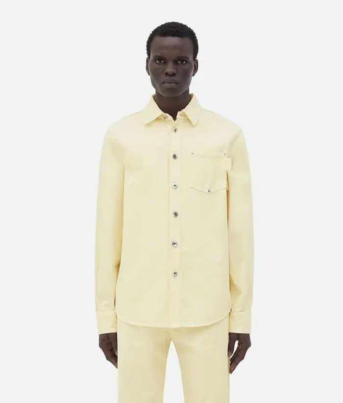 Bottega Veneta o1s1rm0326 Wash Denim Shirt in Yellow Size US M / EU 48-50 / 2 - 1 Thumbnail