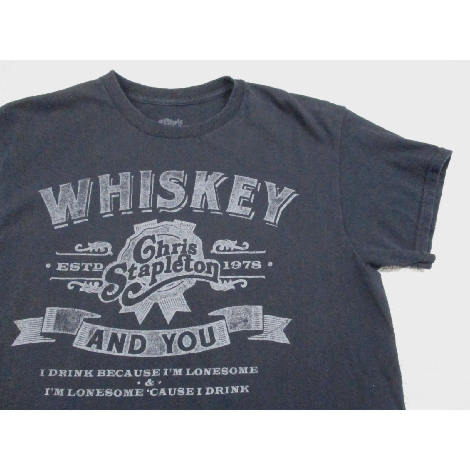 Vintage Chris Stapleton Whiskey And You Shirt Mens Medium Black Graphic Tee Country Music Shirt Size US M / EU 48-50 / 2 - 2 Thumbnail