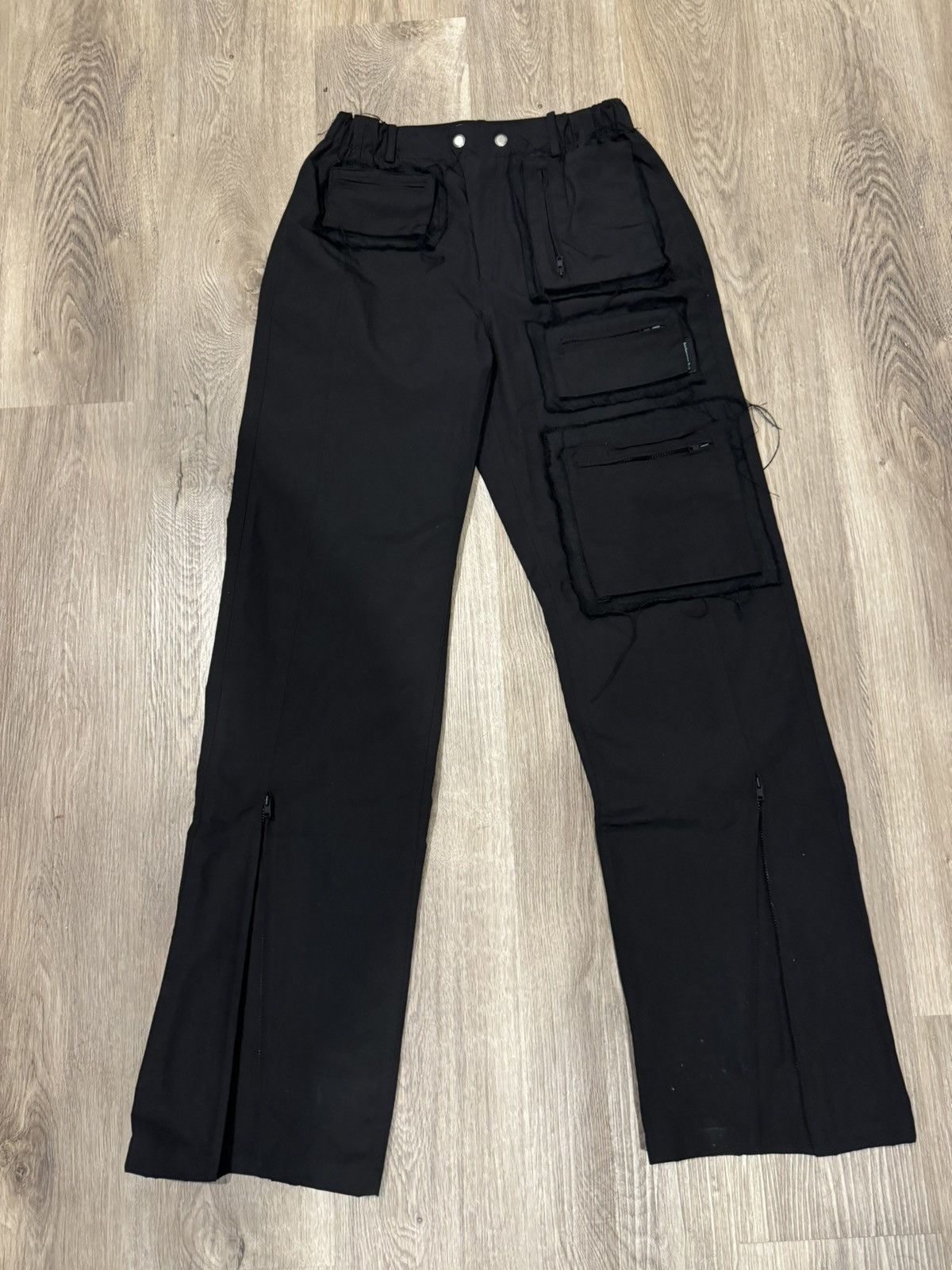 image of Andersson Bell Raw Edge Multi Pocket Pants in Black, Men's (Size 30)