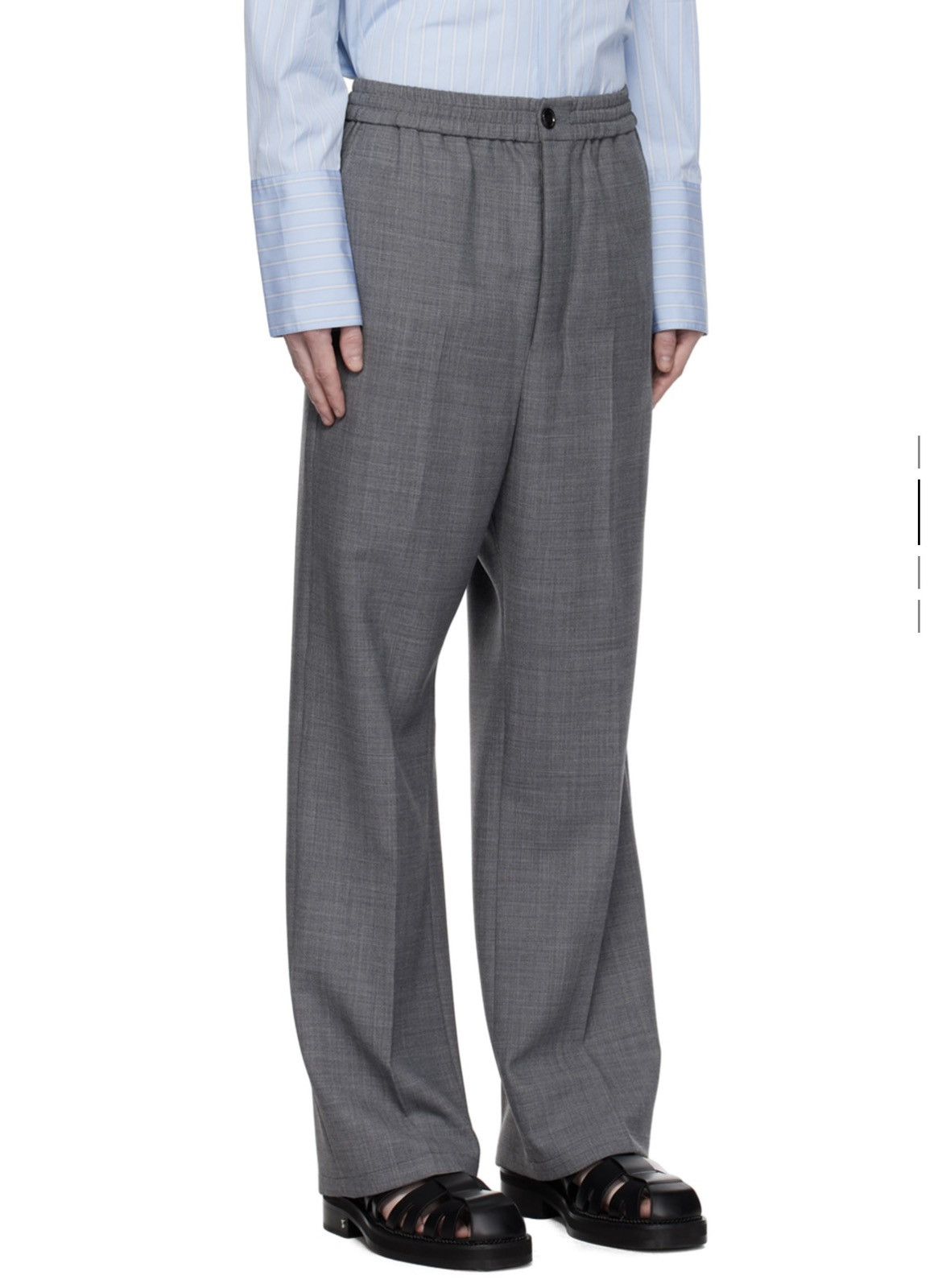 AMI AMI PARIS Gray Elasticized Trousers Size US 34 / EU 50 - 5 Thumbnail