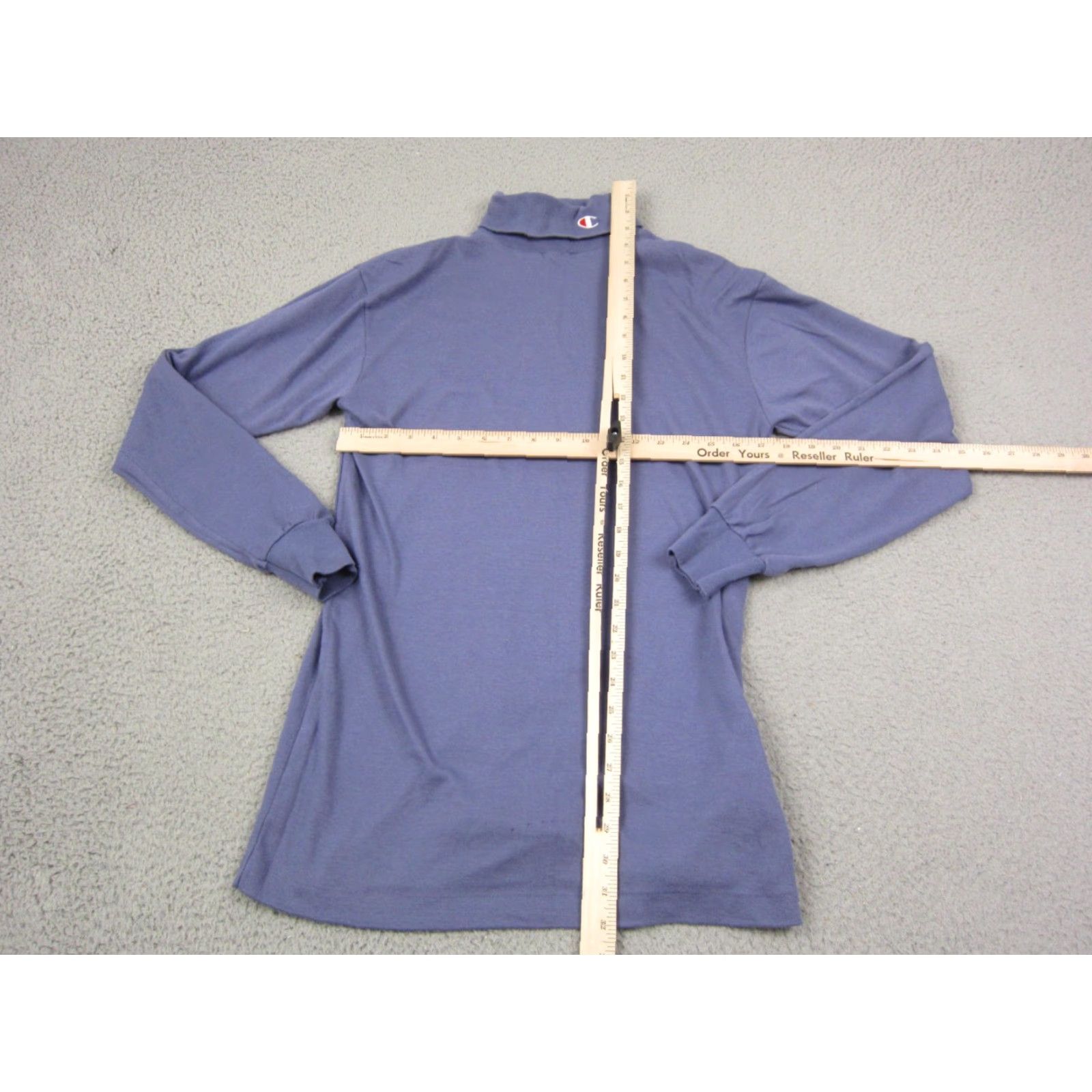 Champion VINTAGE Champion Shirt Mens Large Purple Mock Neck Long Sleeve 90s Logo Embroidered Cotton T-Shirt Size US L / EU 52-54 / 3 - 6 Thumbnail