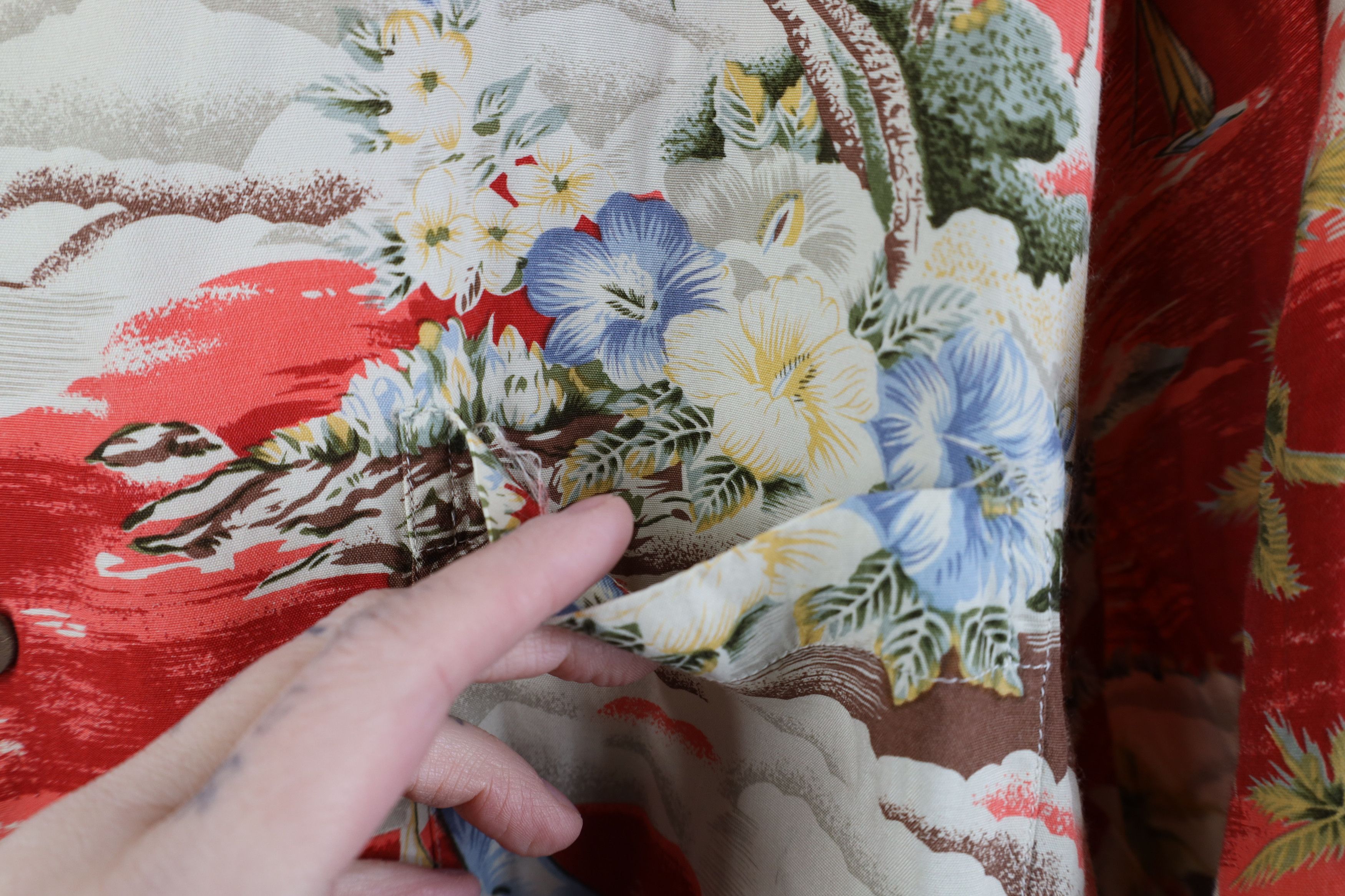Lands' End Vintage 90s Lands End Gabardine Flower Hawaiian Button Shirt Size US XL / EU 56 / 4 - 4 Thumbnail