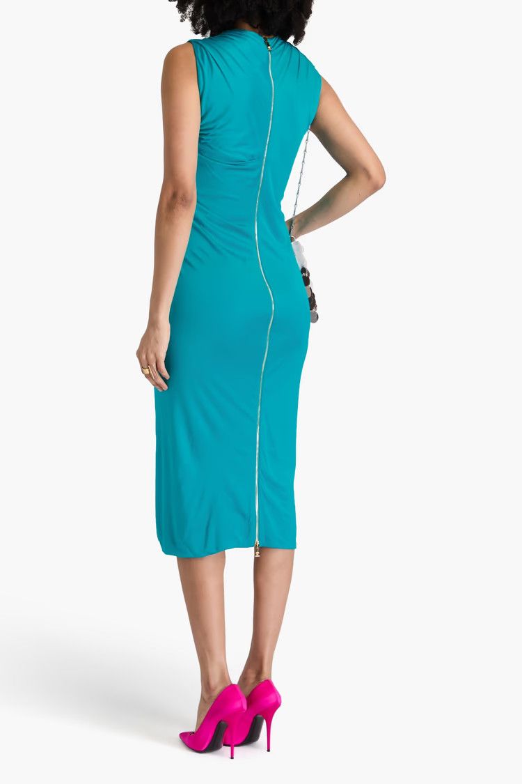 Versace o1y0226 Midi Dress in Turquoise Size S / US 4 / IT 40 - 3 Thumbnail