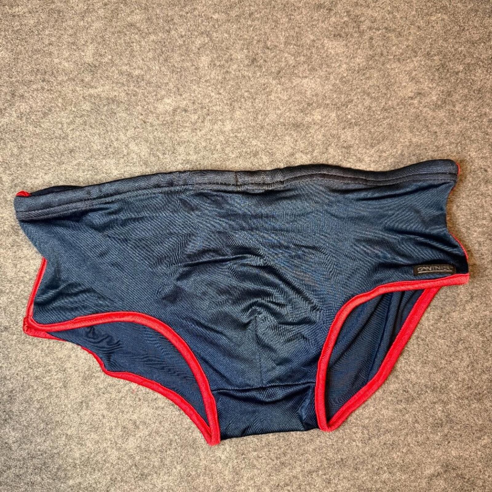 Other Vintage Gantner Men’s Swim Brief Size Medium – Navy/Red Trim Size US 32 / EU 48 - 1 Thumbnail