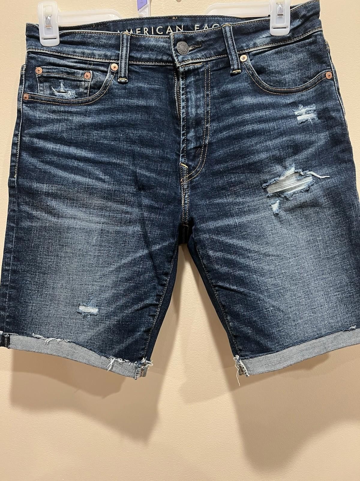 American Eagle Outfitters American Eagle AirFlex Distressed Denim Shorts Stretch Women Size 36" / US 14 / IT 50 - 1 Thumbnail