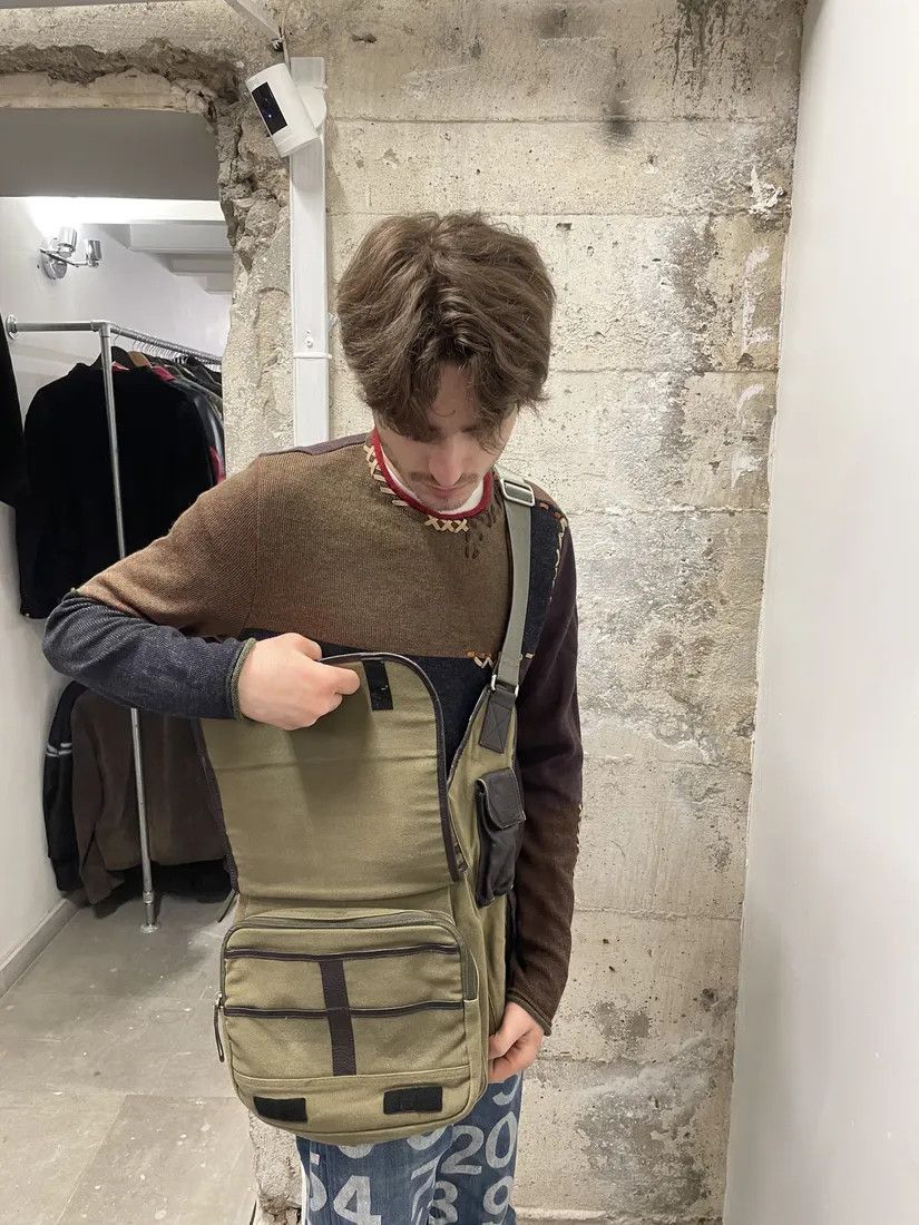Prada × Vintage 2000s Prada Olive Military Hybrid Leather Shoulder Bag Size ONE SIZE - 3 Thumbnail