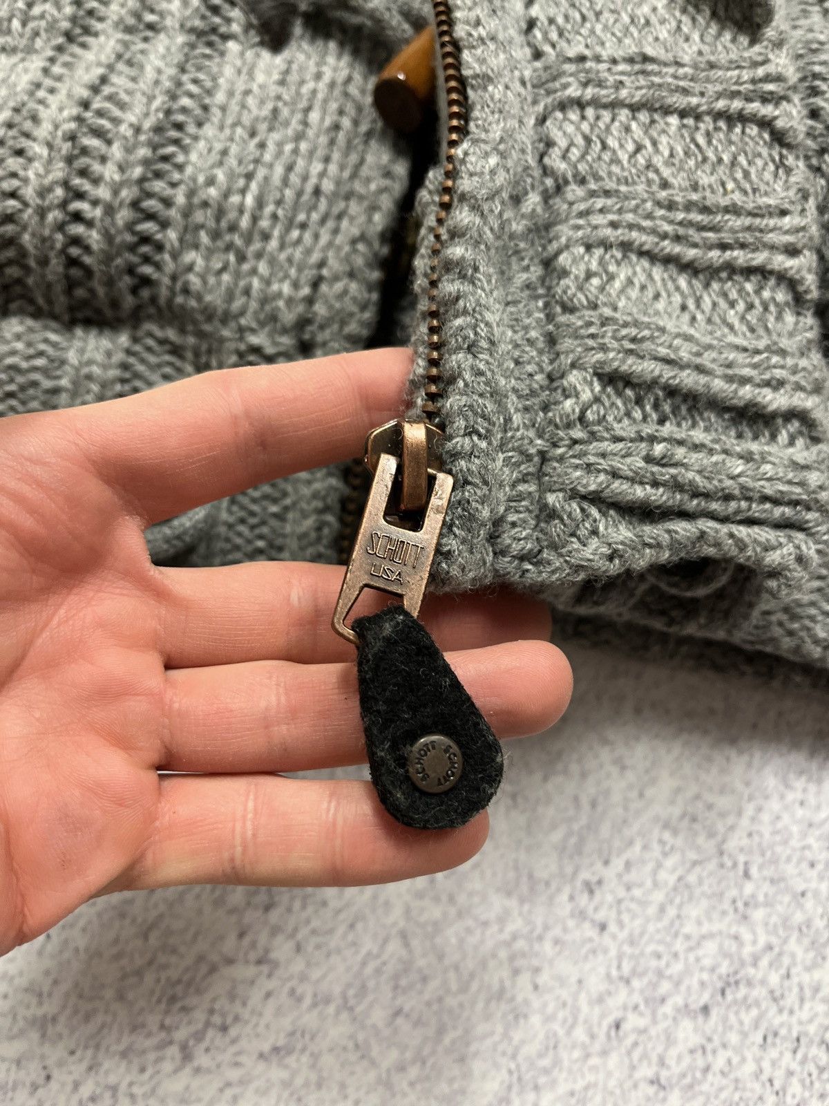 Schott × Vintage Schott Cable Knit Heavy Zip Hoodie Sherpa Jacket Duffle Coat Size US M / EU 48-50 / 2 - 14 Thumbnail