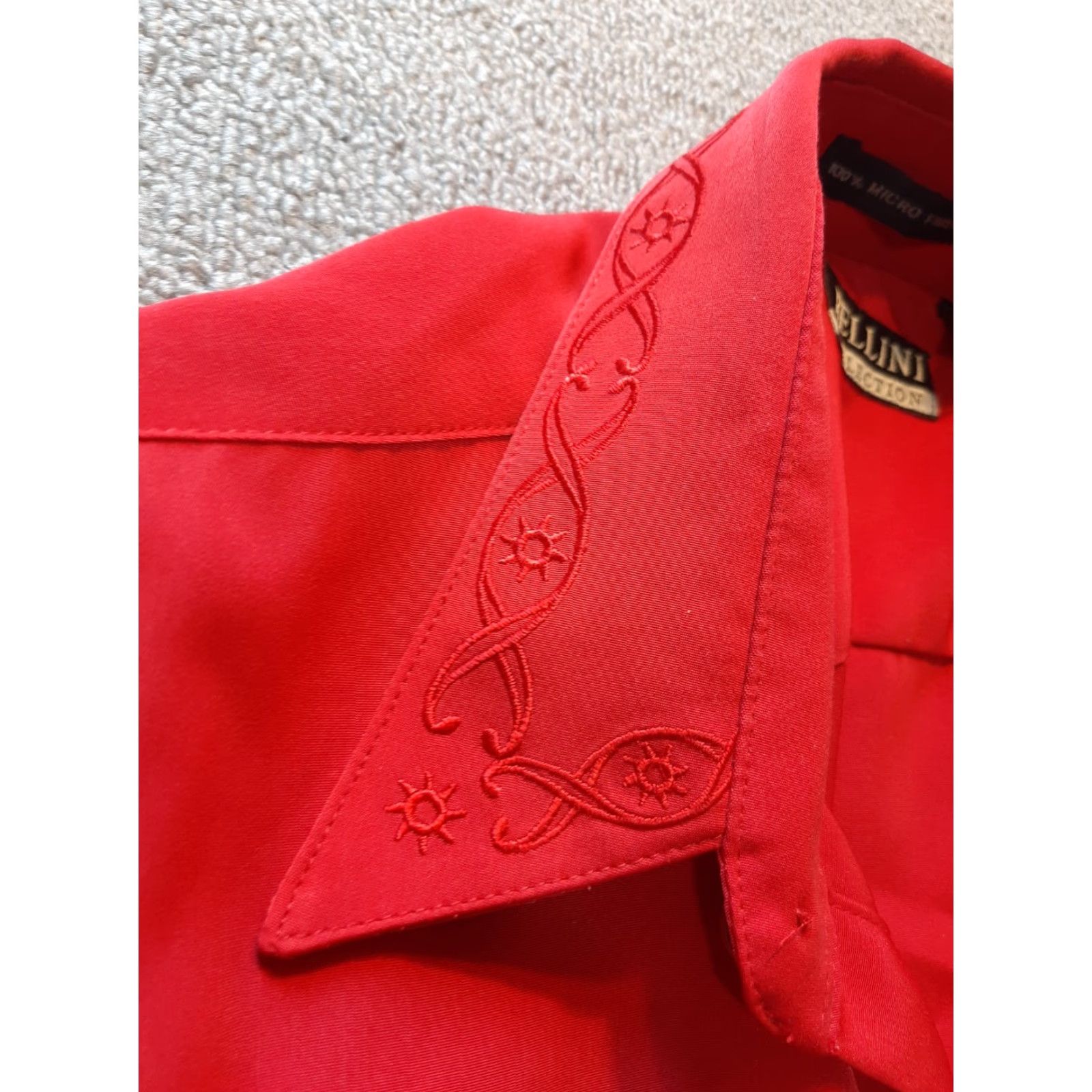 Vintage Bellini Women's Top Button-Down Red Long Sleeve Collared Shirt M Medium Womens Size M / US 6-8 / IT 42-44 - 4 Thumbnail