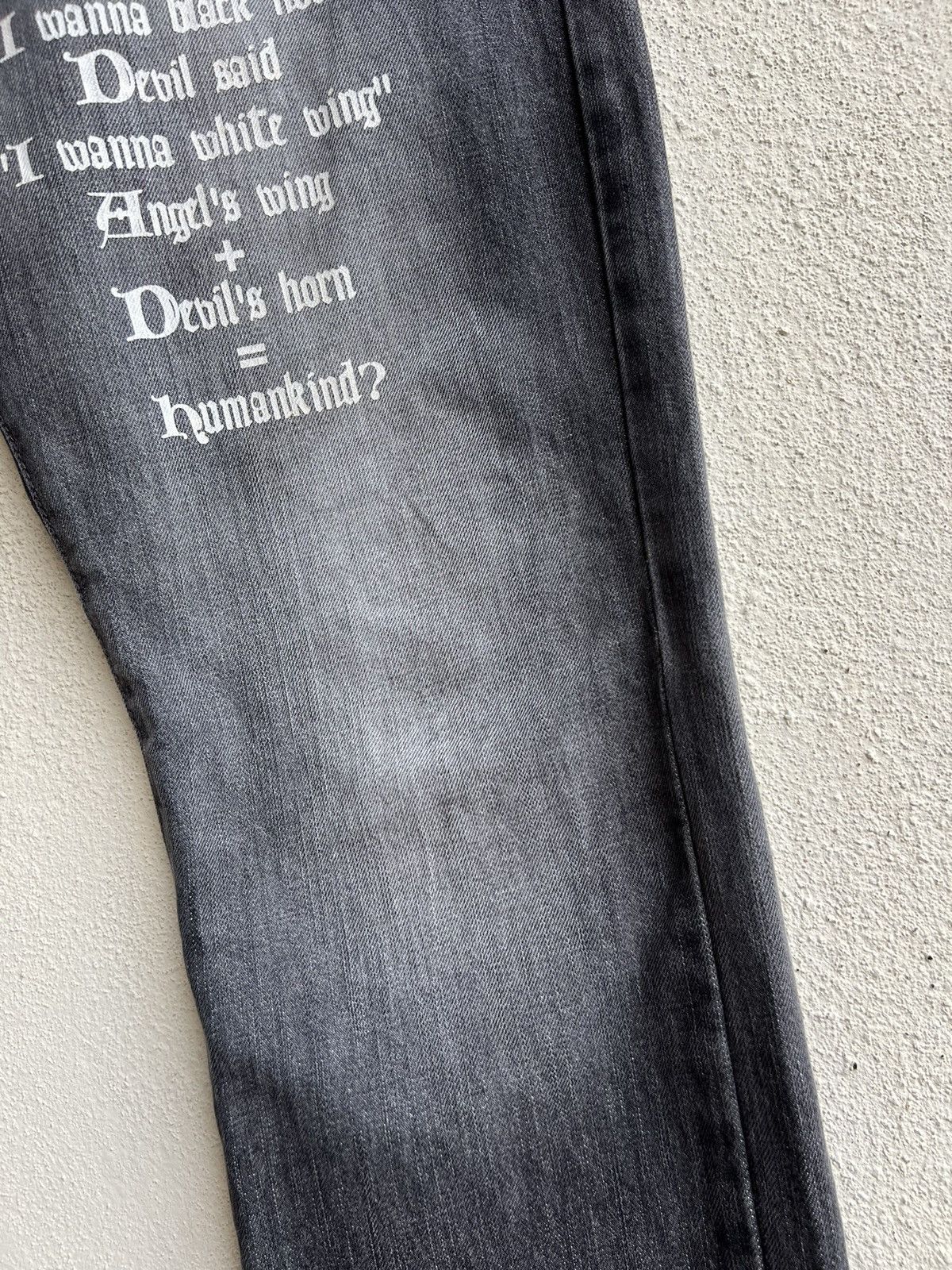 Designer ALGONQUINS Japan Distressed Punk Design Poem Denim Size US 32 / EU 48 - 12 Thumbnail