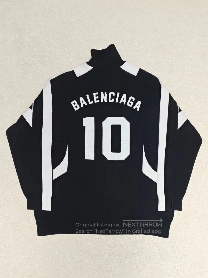 Balenciaga Balenciaga Black and White Patchwork Knit Soccer Jersey Size US M / EU 48-50 / 2 - 2 Thumbnail