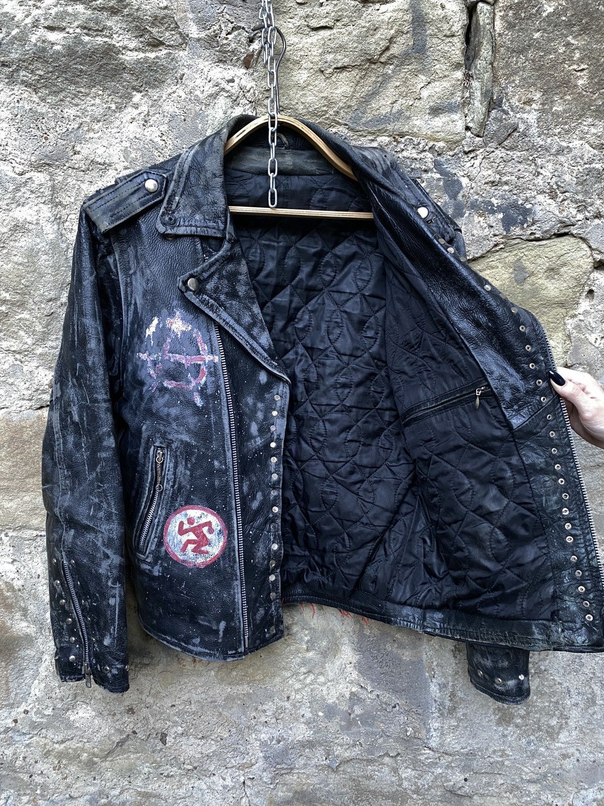 Vintage Unique 80s D Pocket Studded Custom Punk Leather Biker Jacket Size US M / EU 48-50 / 2 - 3 Thumbnail