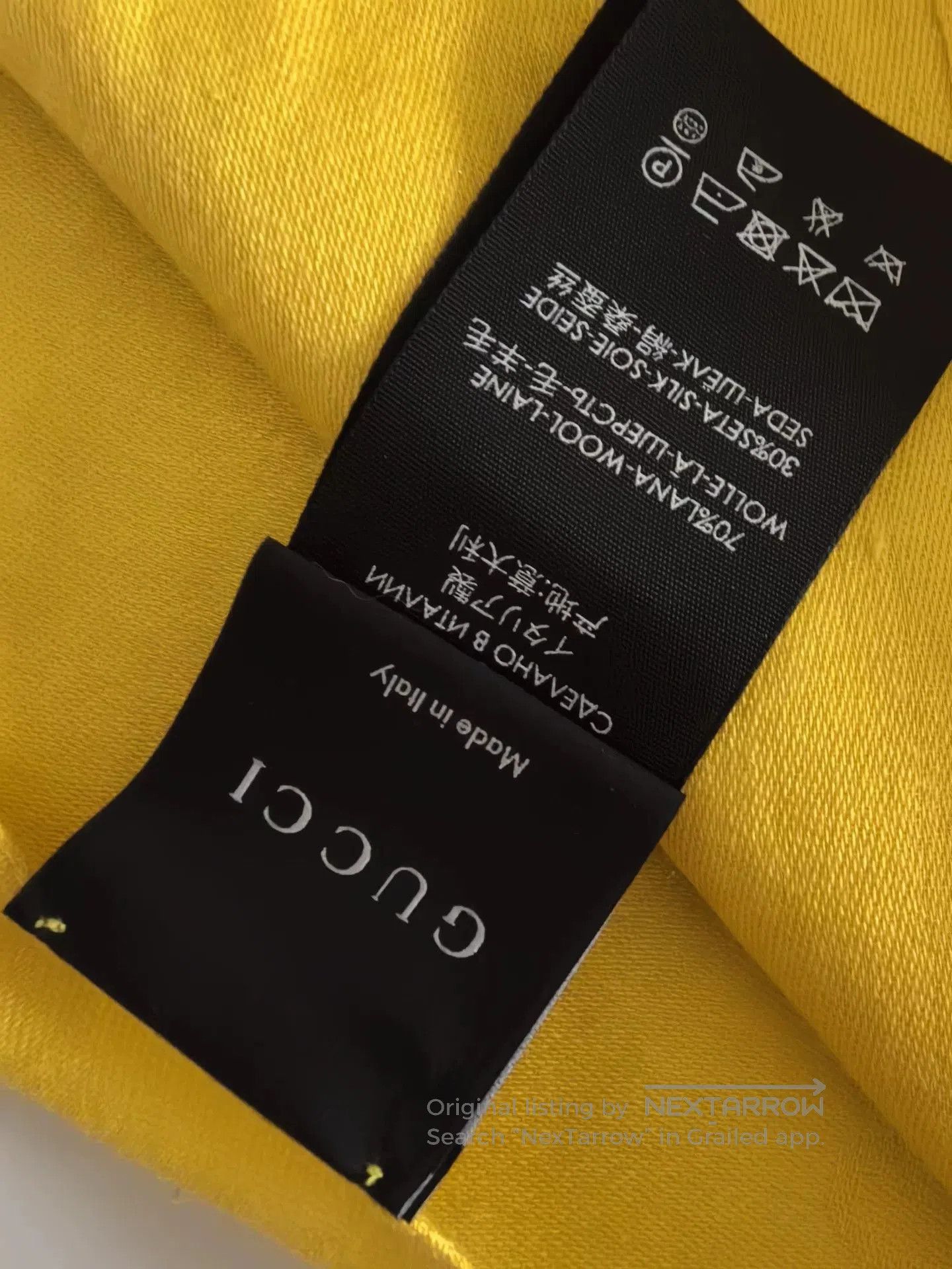 Gucci Gucci Yellow Wool Silk Scarf Authentic. Size ONE SIZE - 4 Thumbnail