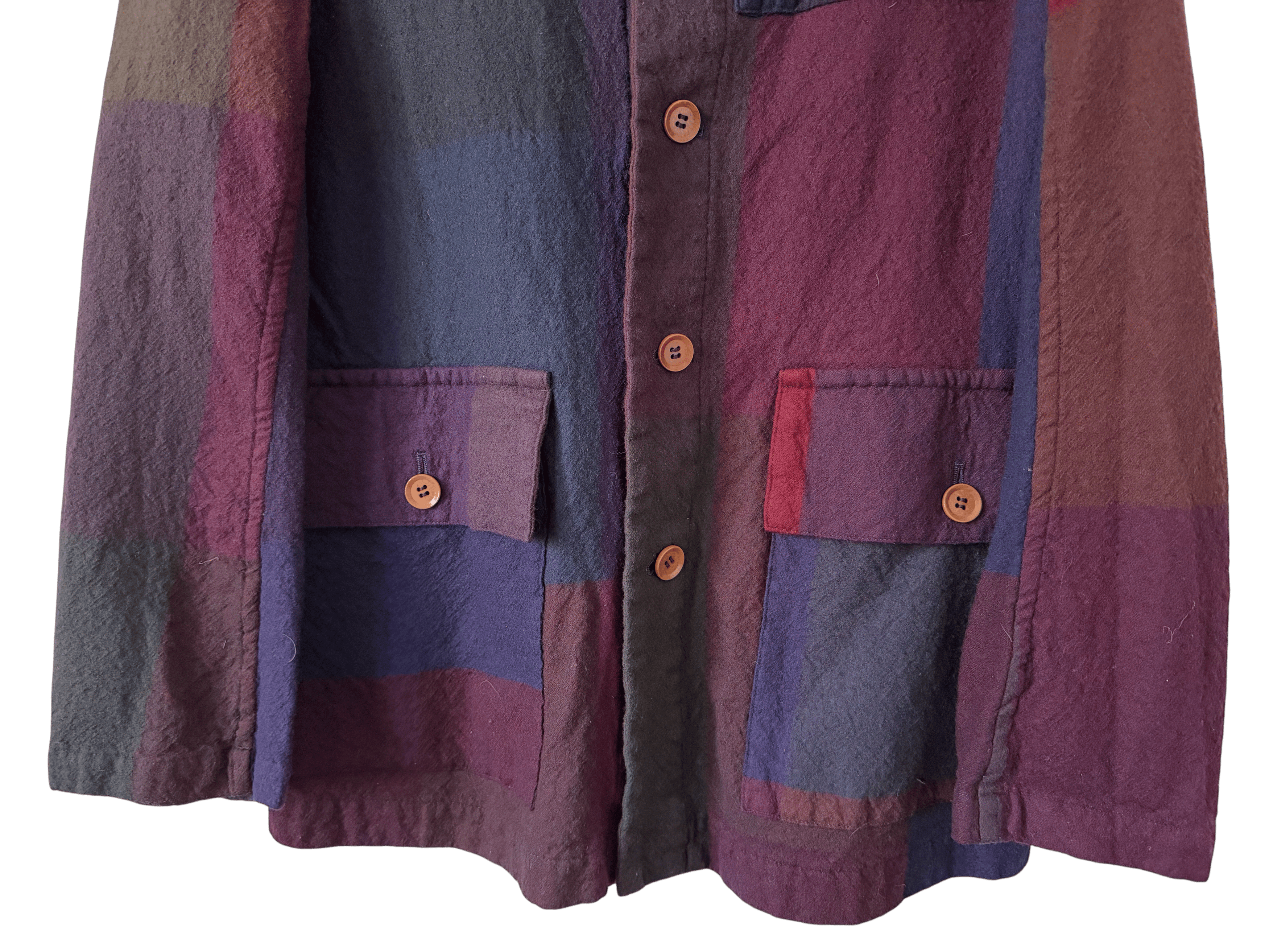 Y's Y's by Yohji Colorblock Wool Chore Coat Navy Burgundy Size M / US 6-8 / IT 42-44 - 4 Thumbnail