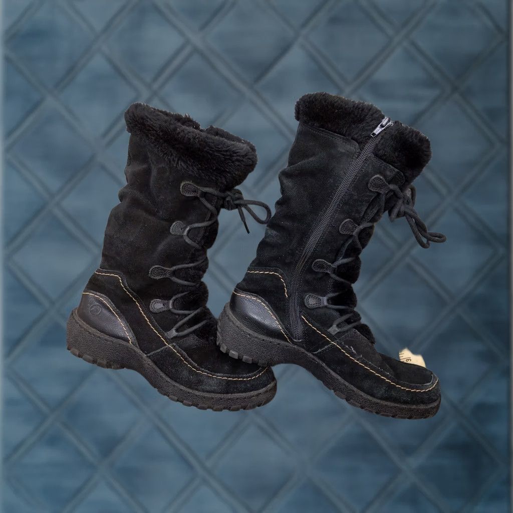 Vintage Baretraps Baylee Snow Boots Womens Size 7.5 38 Black Suede Mid Calf Faux Fur Zip Size US 8 / IT 38 - 1 Thumbnail