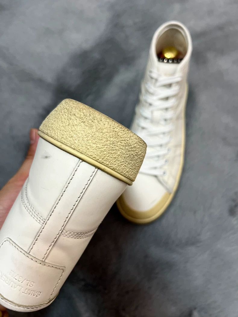 Saint Laurent Paris Saint Laurent Paris White shoelace high top makes old boar Size US 7 / EU 40 - 4 Thumbnail