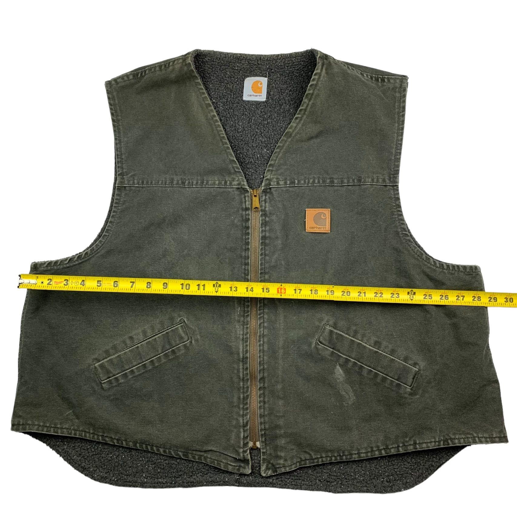 Carhartt Carhartt Men's Canvas Vest Full Zip Sherpa Lined Military Green 2XL Size US XXL / EU 58 / 5 - 5 Thumbnail