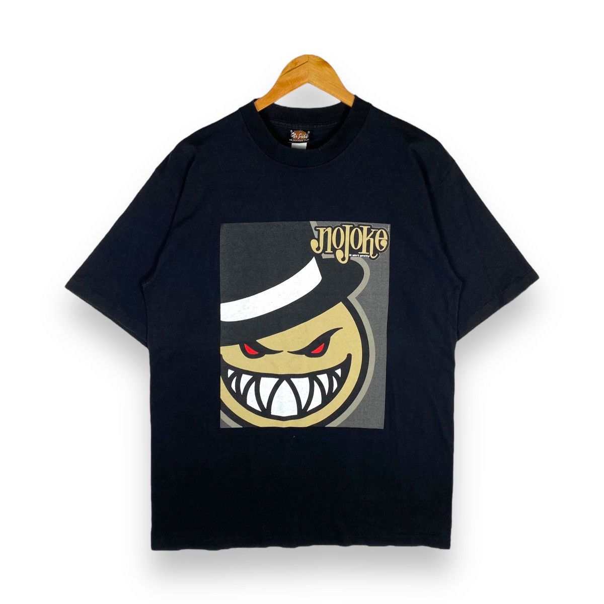 image of Powell Peralta x Skategang Vintage 90's No Joke Big Logo Skatewear Tee in Black, Men's (Size Large)