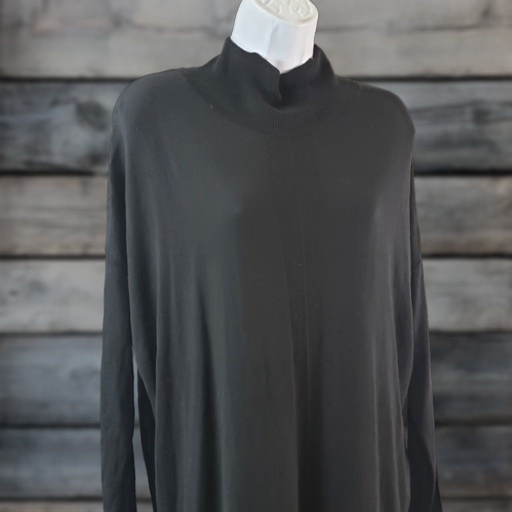 Vintage ZOA New York Womens Sweater Sz Small Black Long Sleeve Mock Neck Cutout Body Tunic SD Size S / US 4 / IT 40 - 1 Thumbnail