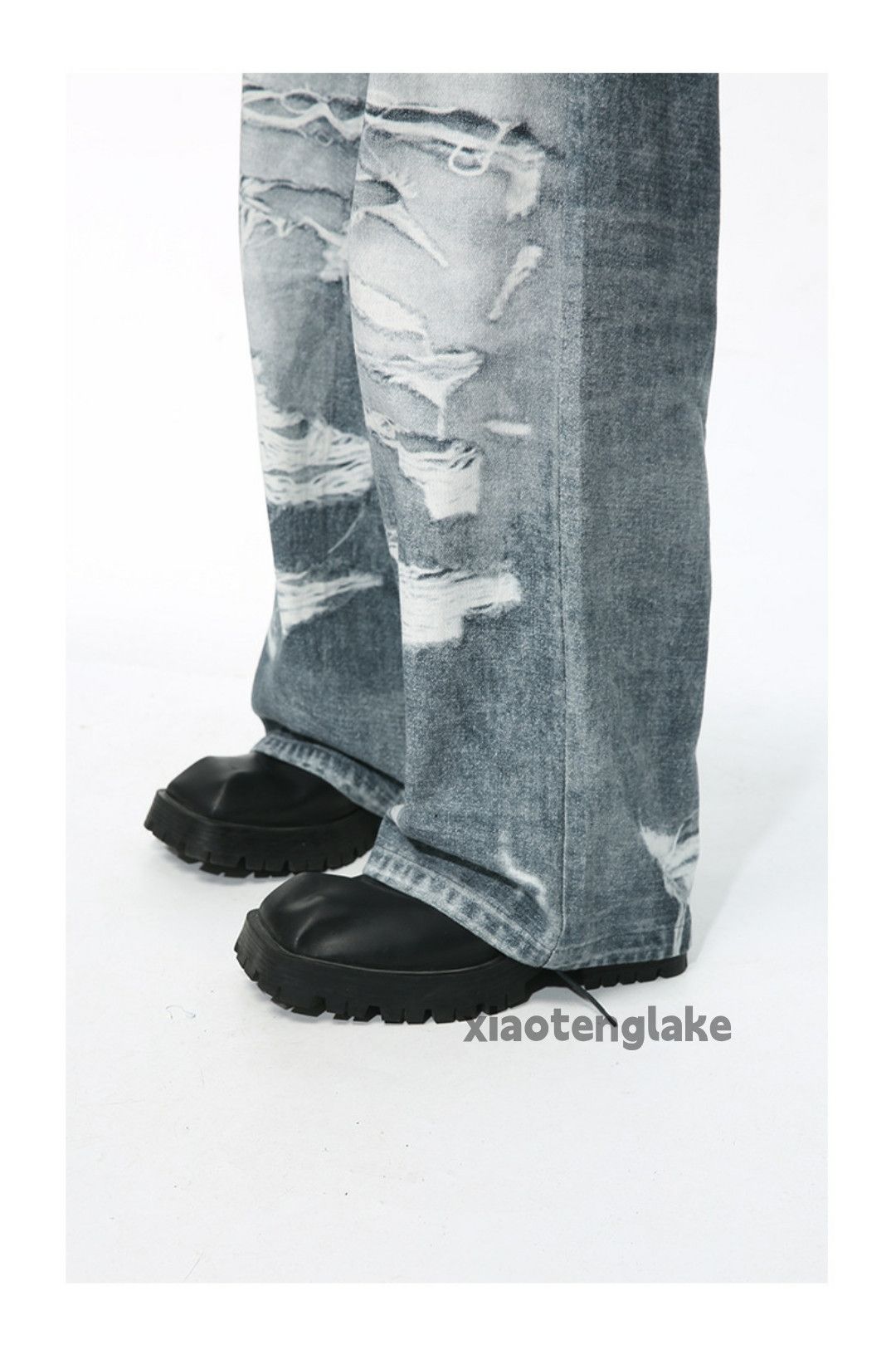 Jean × Vintage washed faded skate hiphop pattern damaged baggy jeans Size US 30 / EU 46 - 8 Thumbnail