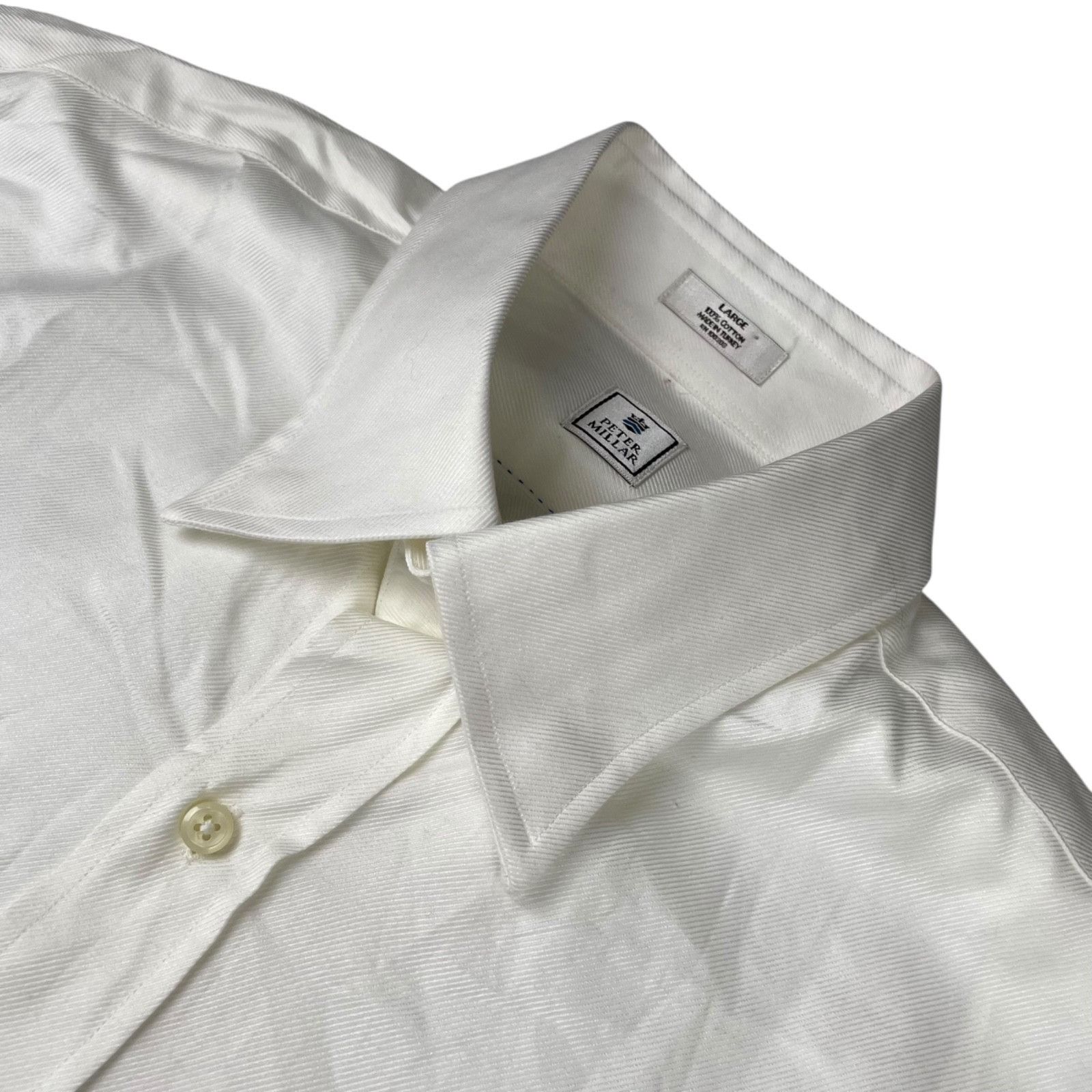 Peter Millar Peter Millar Men's 100% Cotton L/S Dress Shirt White • Large Size US L / EU 52-54 / 3 - 1 Thumbnail
