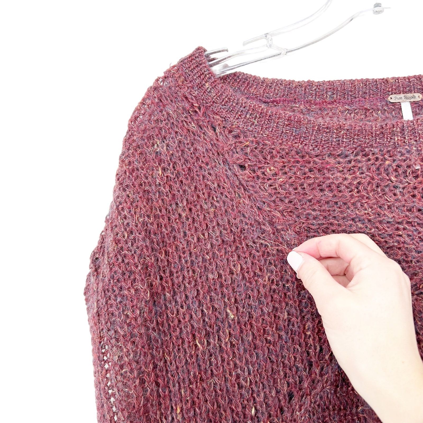 Free People Free People Maroon Wool Linen Mohair Blend Shirt Sz S Size S / US 4 / IT 40 - 4 Thumbnail