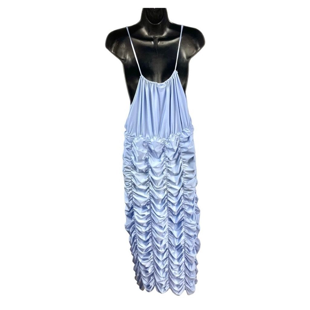 Other Ester Manas Periwinkle One Size Ruched Stretch Midi Dress Size ONE SIZE - 3 Thumbnail