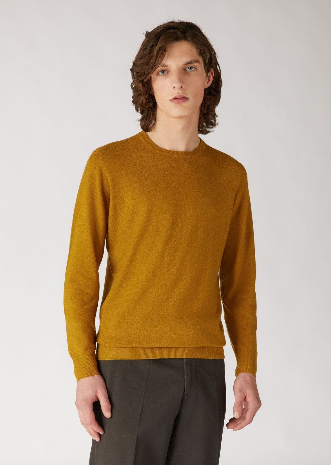 o1loc1c0124 Crew neck Sweater in Yellow