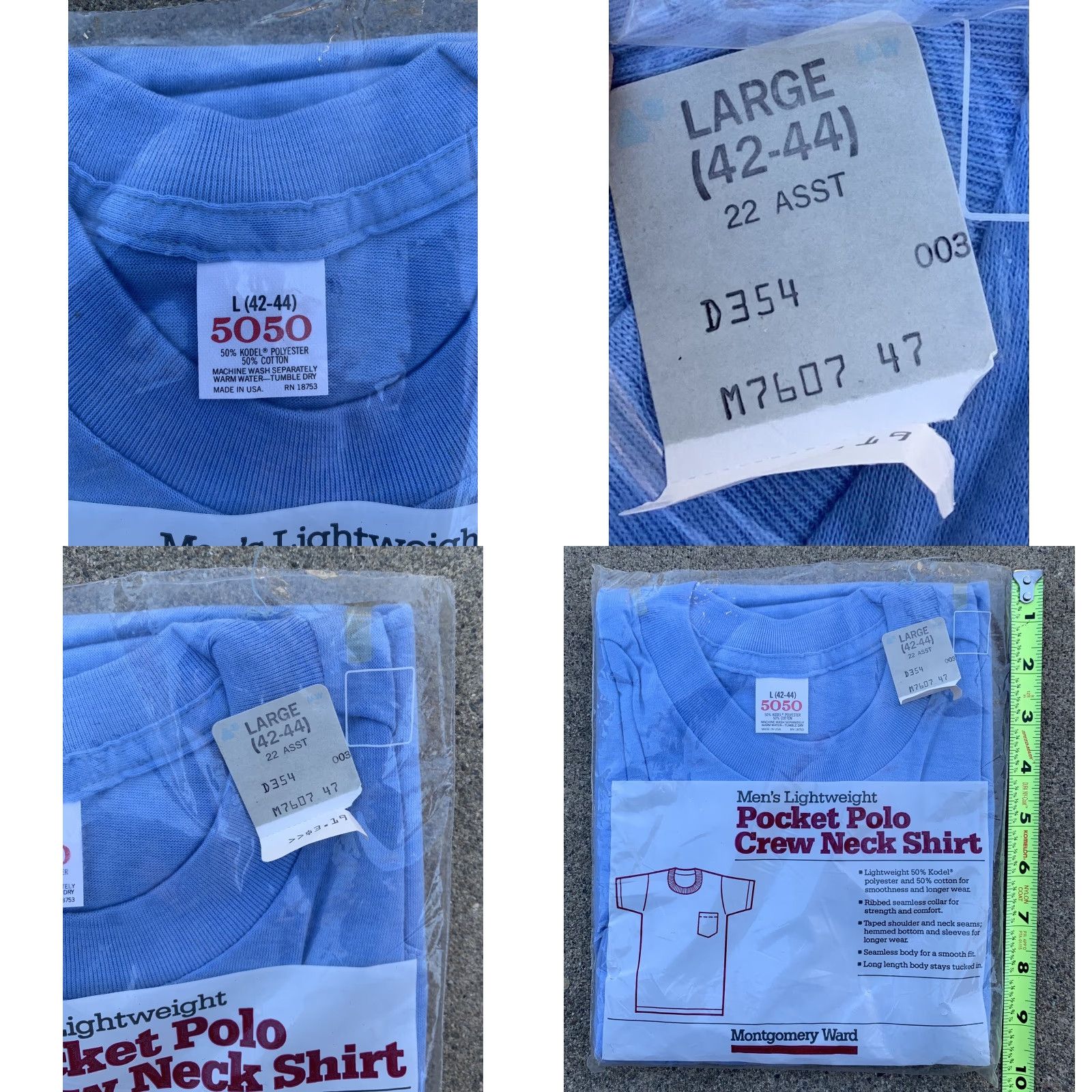 Vintage VINTAGE Montgomery Ward T-Shirt 5050 Pocket Polo Crew Neck Short Sleeve Men L Blue Polyester Blend 42-44 50/50 Dad Retro USA"} Size US L / EU 52-54 / 3 - 8 Thumbnail