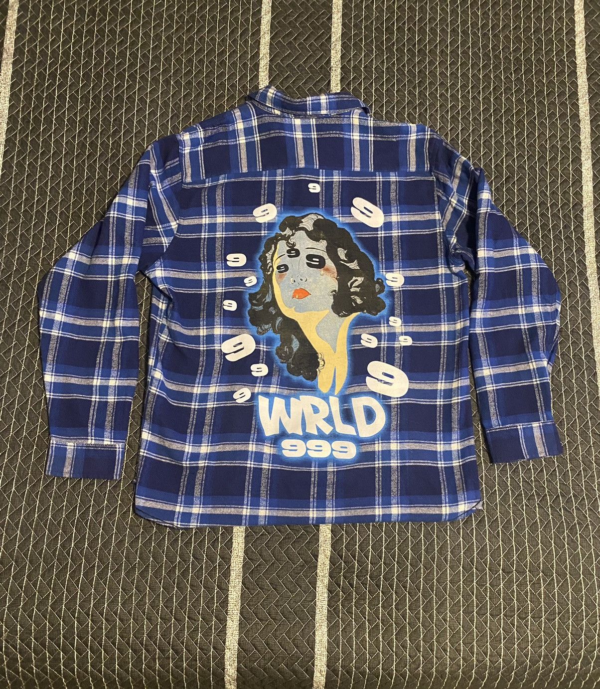 image of 999 Club Juice Wrld 9Th Eye Flannel in Blue, Men's (Size XL)