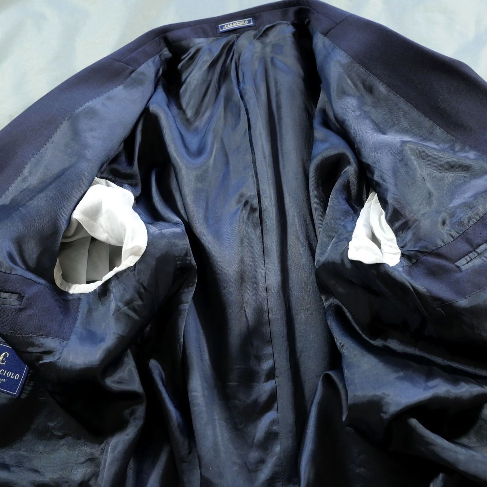 Vintage Caracciolo Blazer Mens 44 Blue Loro Piana Super 100 Fit Wool Blue Buttons Size 44R - 7 Thumbnail