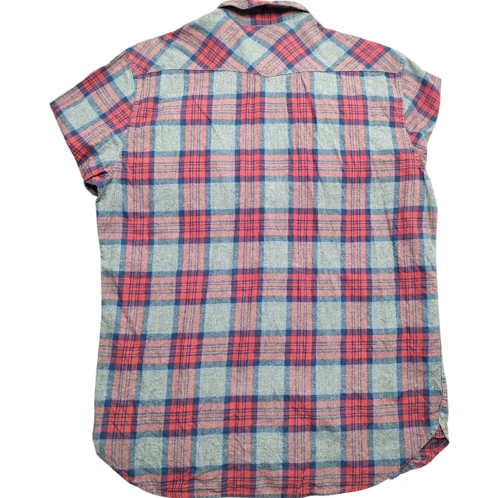 Lucky Brand Lucky Brand Shirt Mens M Red Gray Plaid Long Sleeve Button Up Western Pearl Snap Shirt Size US M / EU 48-50 / 2 - 3 Thumbnail