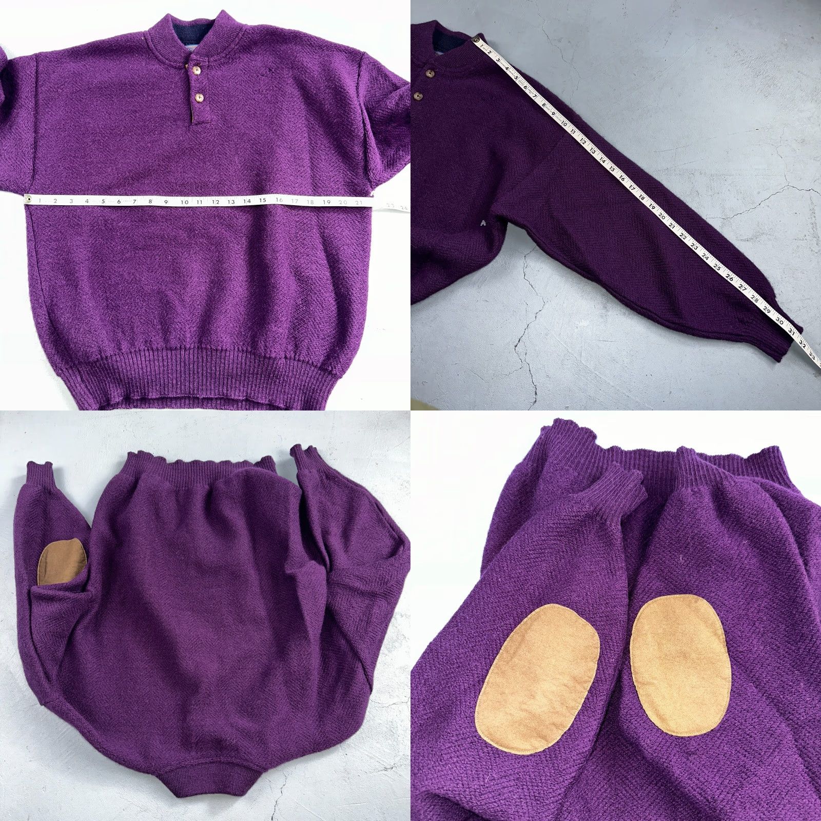 Pendleton VINTAGE Pendleton Sweater Mens XL Wool Purple 80s Henry Neck Elbow Patch Pullover Casual Size US XL / EU 56 / 4 - 8 Thumbnail