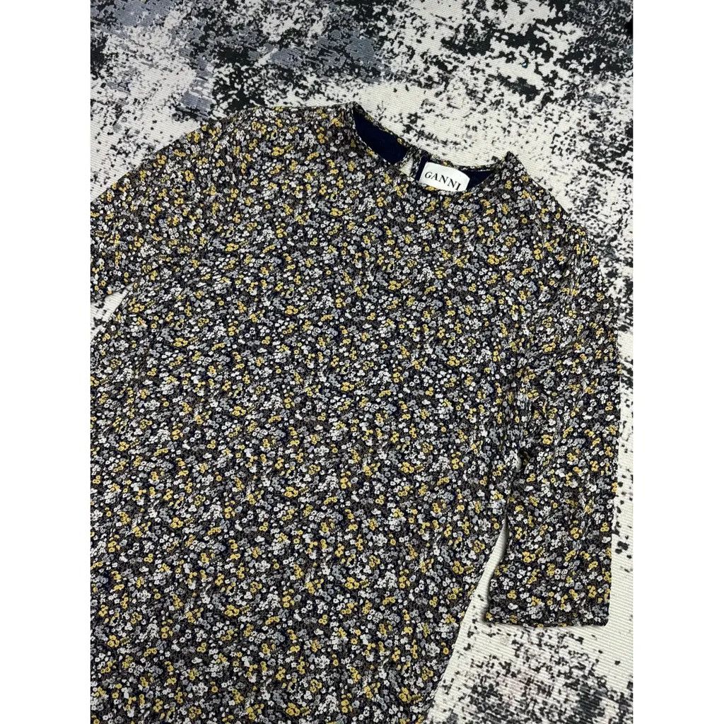 Ganni Ganni Dress Navy Yellow Size: M Size M / US 6-8 / IT 42-44 - 3 Thumbnail
