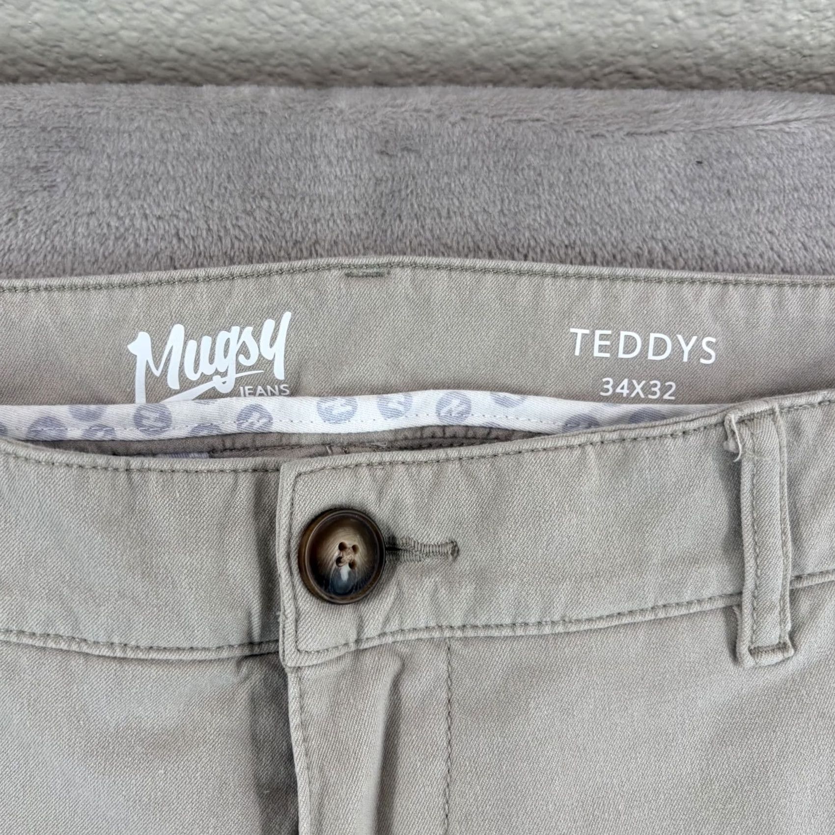 Vintage Mugsy Teddys Casual Khaki Beige Pants Slim Straight Mens 34x32 Stretch Chino Comfort Fit Size US 34 / EU 50 - 2 Thumbnail