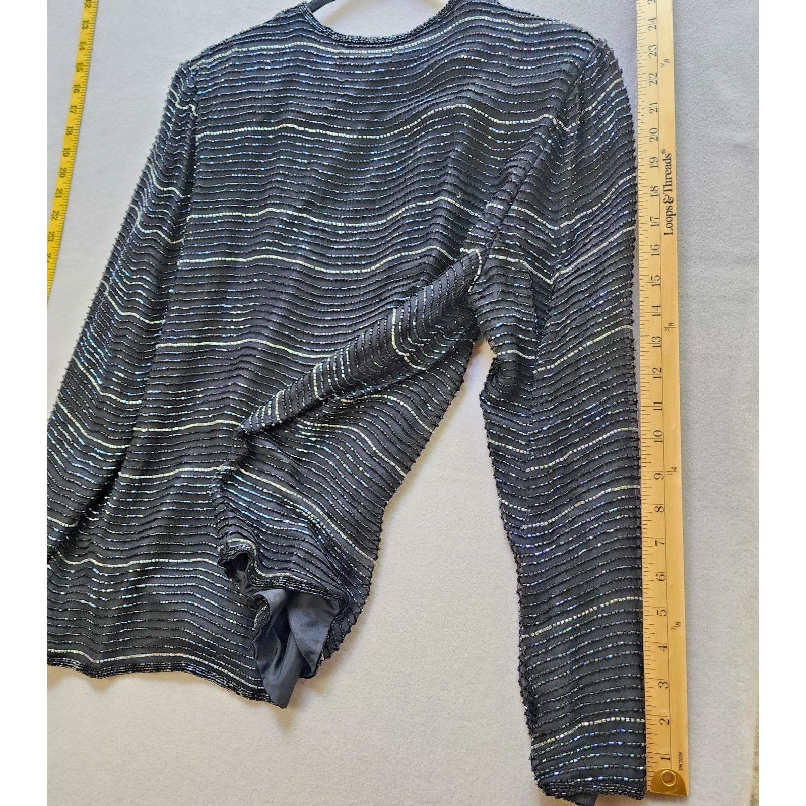 Other Laurence Kazar Silk Beaded Jacket Blazer - Black - Large Size L / US 10 / IT 46 - 10 Thumbnail