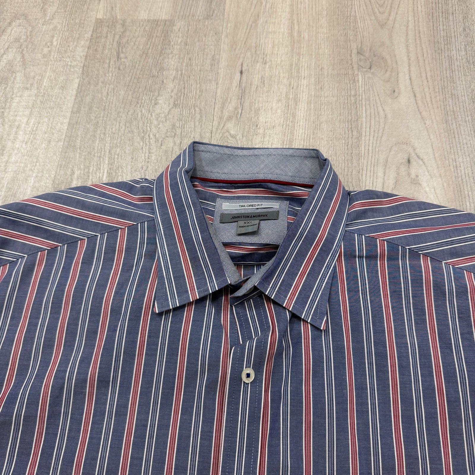 Johnston & Murphy Johnston & Murphy Button Shirt Men's 2XL Blue Red Striped Size US XXL / EU 58 / 5 - 3 Thumbnail