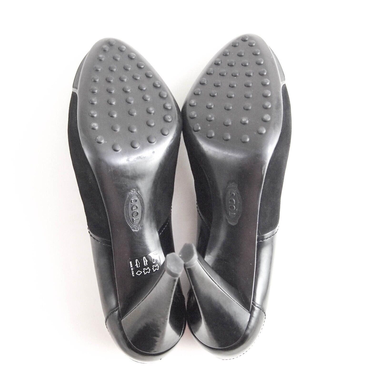 Tod's Tod's High Heel Pumps Black Leather Suede US 9 EU 39 $760 Size US 9 / IT 39 - 8 Thumbnail