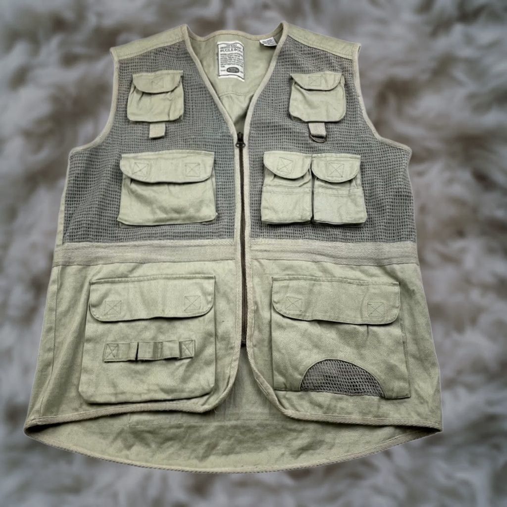 Bugle Boy VINTAGE Bugle Boy Men's Photography Vest Shirt M Khaki Green Full Zip Pockets Size US M / EU 48-50 / 2 - 1 Thumbnail