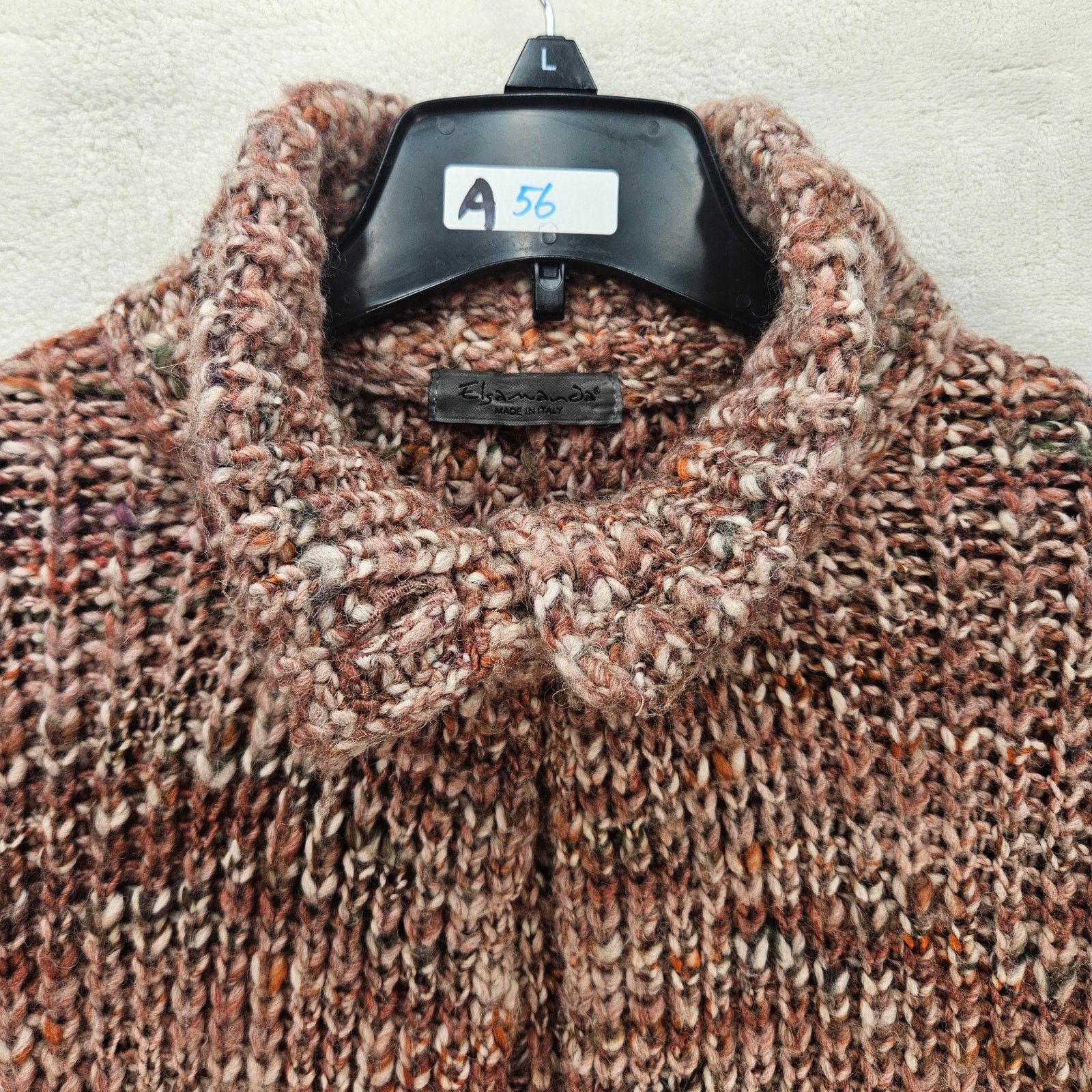 Other ELSAMANDA ITALY 25% WOOL KNIT CAPE BROWN MARLED ONE SIZE Size ONE SIZE - 2 Thumbnail