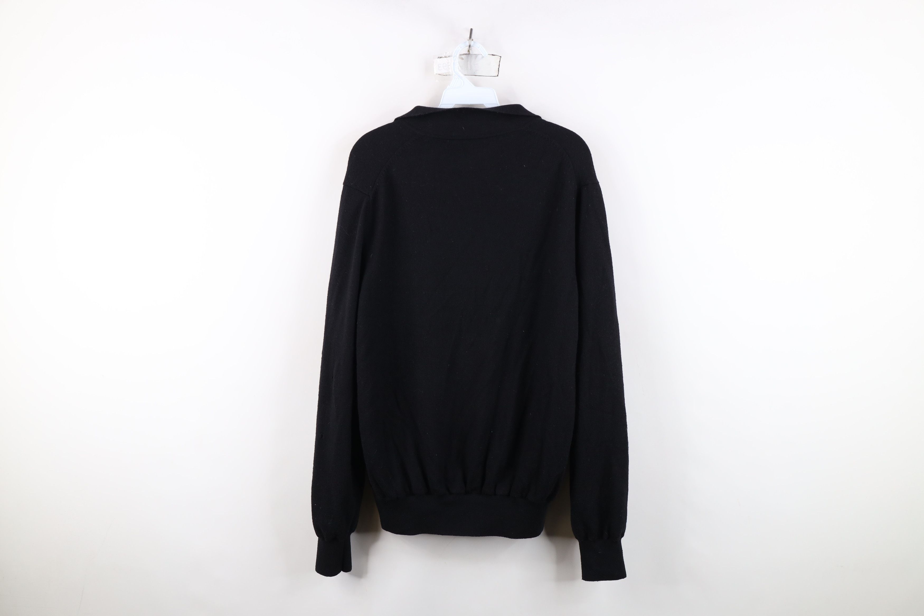 Vintage Vintage Blank Lined Wool Knit Half Zip Sweater Jacket Black Size US S / EU 44-46 / 1 - 11 Thumbnail