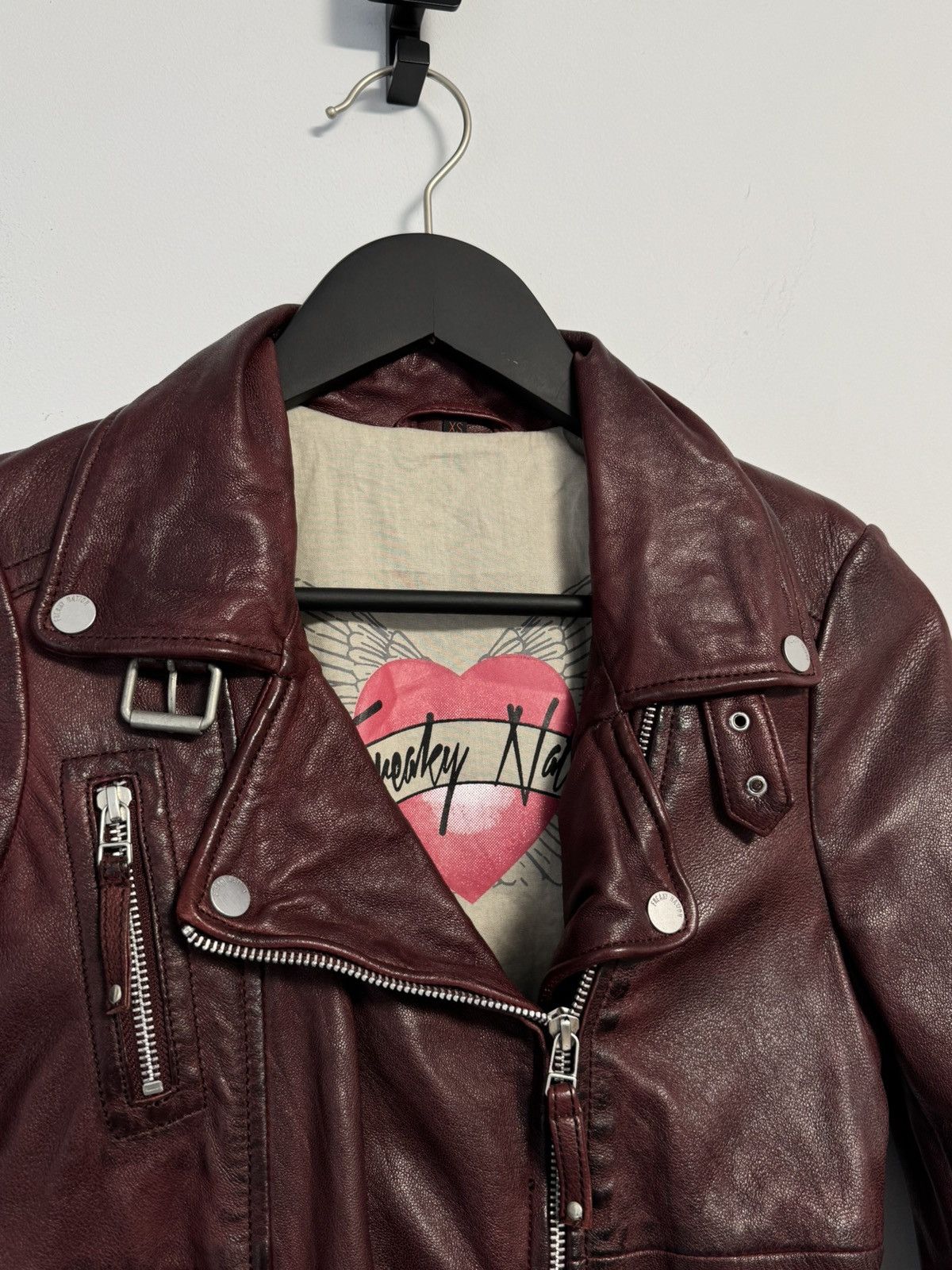 Japanese Brand × Vintage Freaky Nation Leather Biker Jacket Red Leather Women’s Size XS / US 0-2 / IT 36-38 - 5 Thumbnail