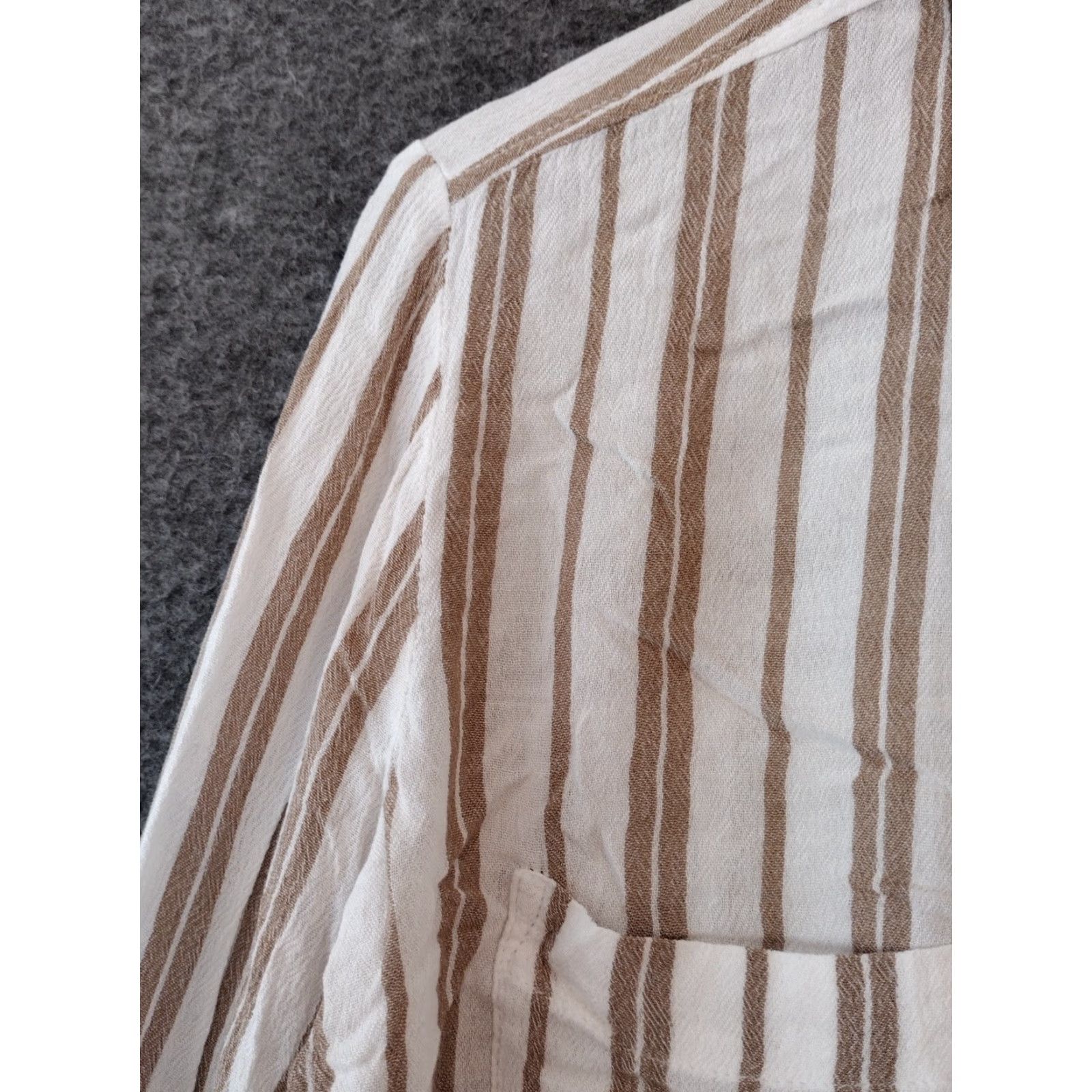 Vintage BP Women's M Blouse Long Sleeve Button-Up Collared Striped Brown White - Casual Shirt Size M / US 6-8 / IT 42-44 - 7 Thumbnail