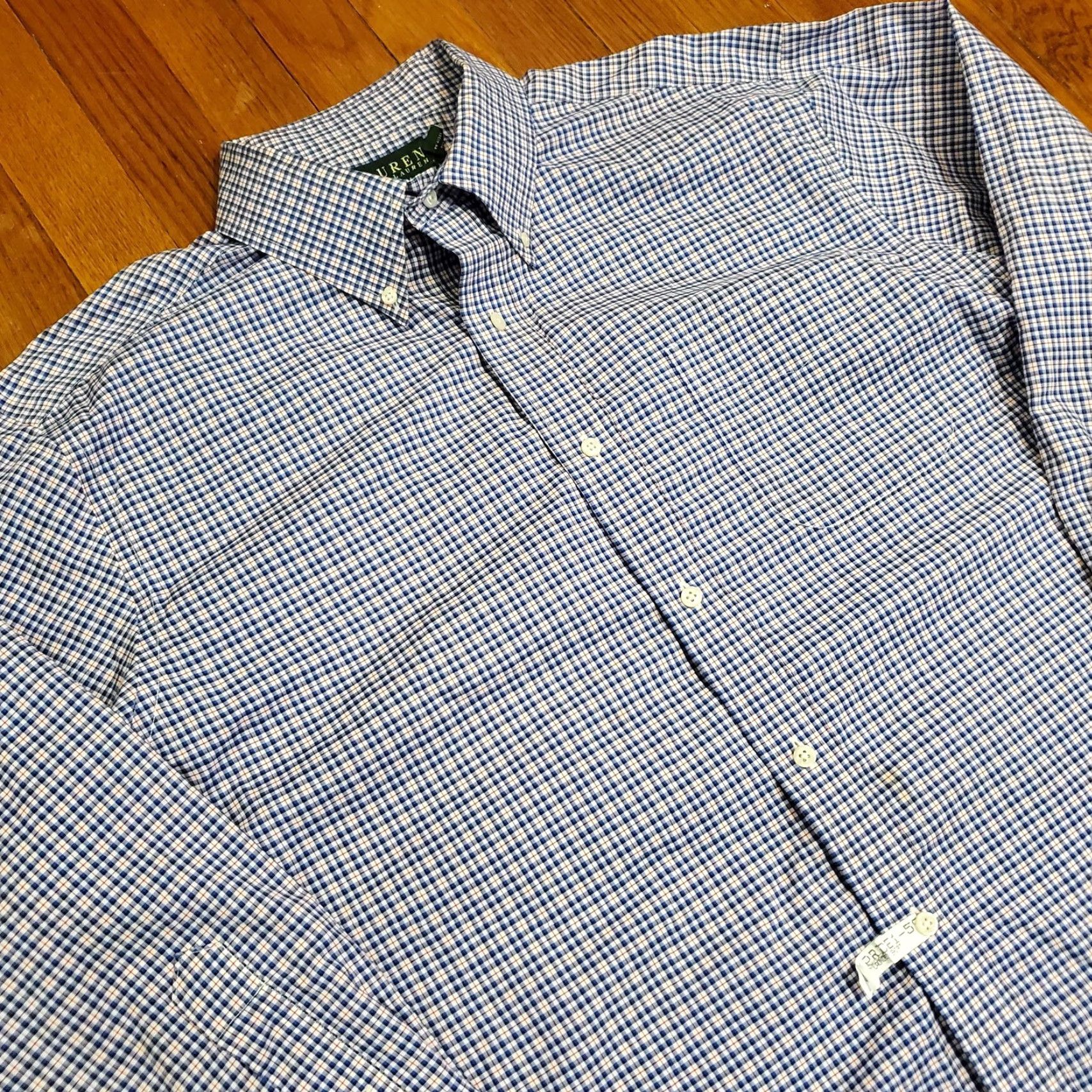 Ralph Lauren Lauren Ralph Lauren Shirt Mens 17.5 32/33 Blue Plaid Classic Fit Dress Non Iron Size 48R - 4 Thumbnail