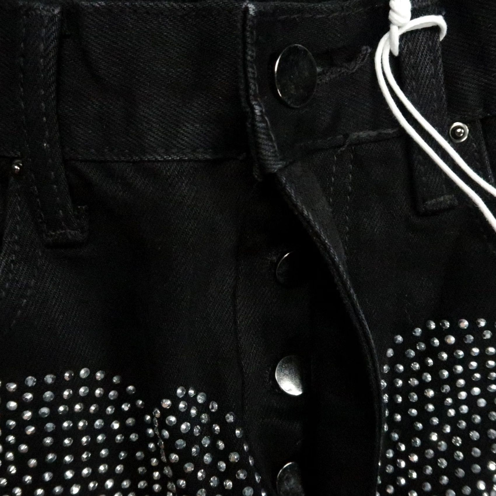 MNML Mnml Jeans Mens Black Skeleton Denim Rhinestone Crystal Goth Streetwear 31x36 Size US 31 - 7 Thumbnail