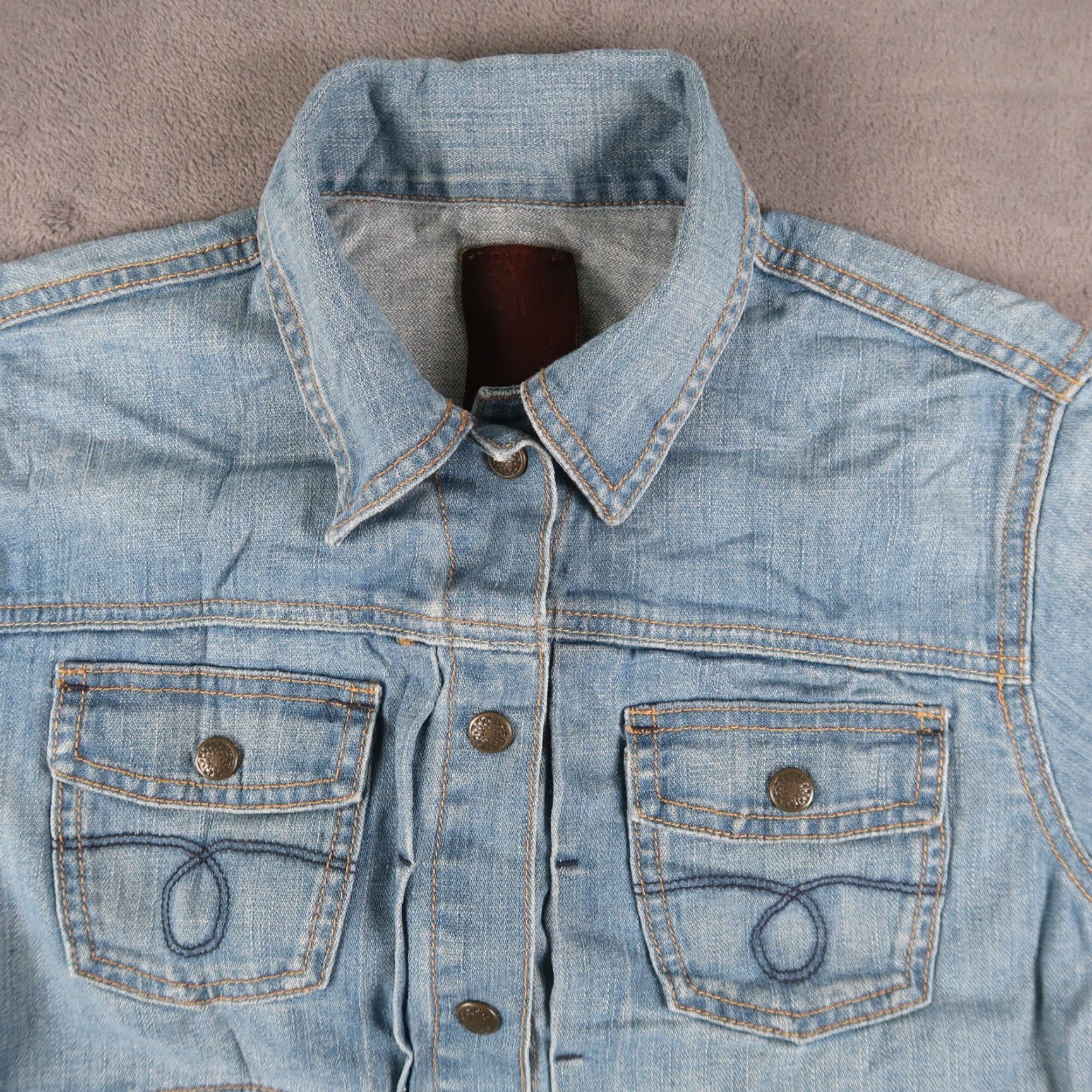 Lucky Brand VINTAGE Lucky Brand Denim Jacket Trucker Pleated Button - Womens - Size M - Blue - Regular Fit Size M / US 6-8 / IT 42-44 - 3 Thumbnail