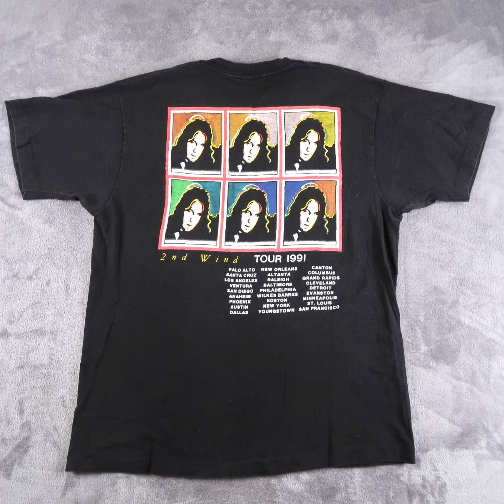 Fruit Of The Loom Vintage 90s Todd Rundgren 2nd Wind Tour Mens Black XL Fruit of the Loom T-Shirt Size US XL / EU 56 / 4 - 2 Thumbnail