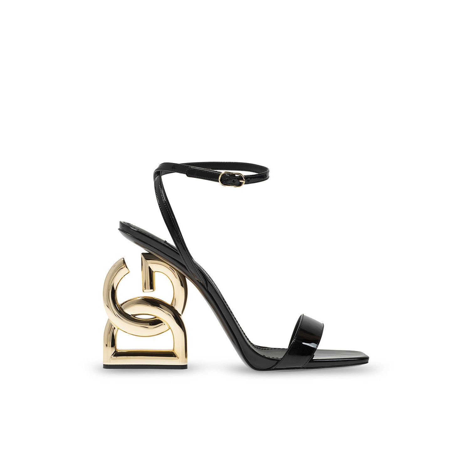 DOLCE&GABBANA Keira Black Leather 110mm Heel Sandals New & A