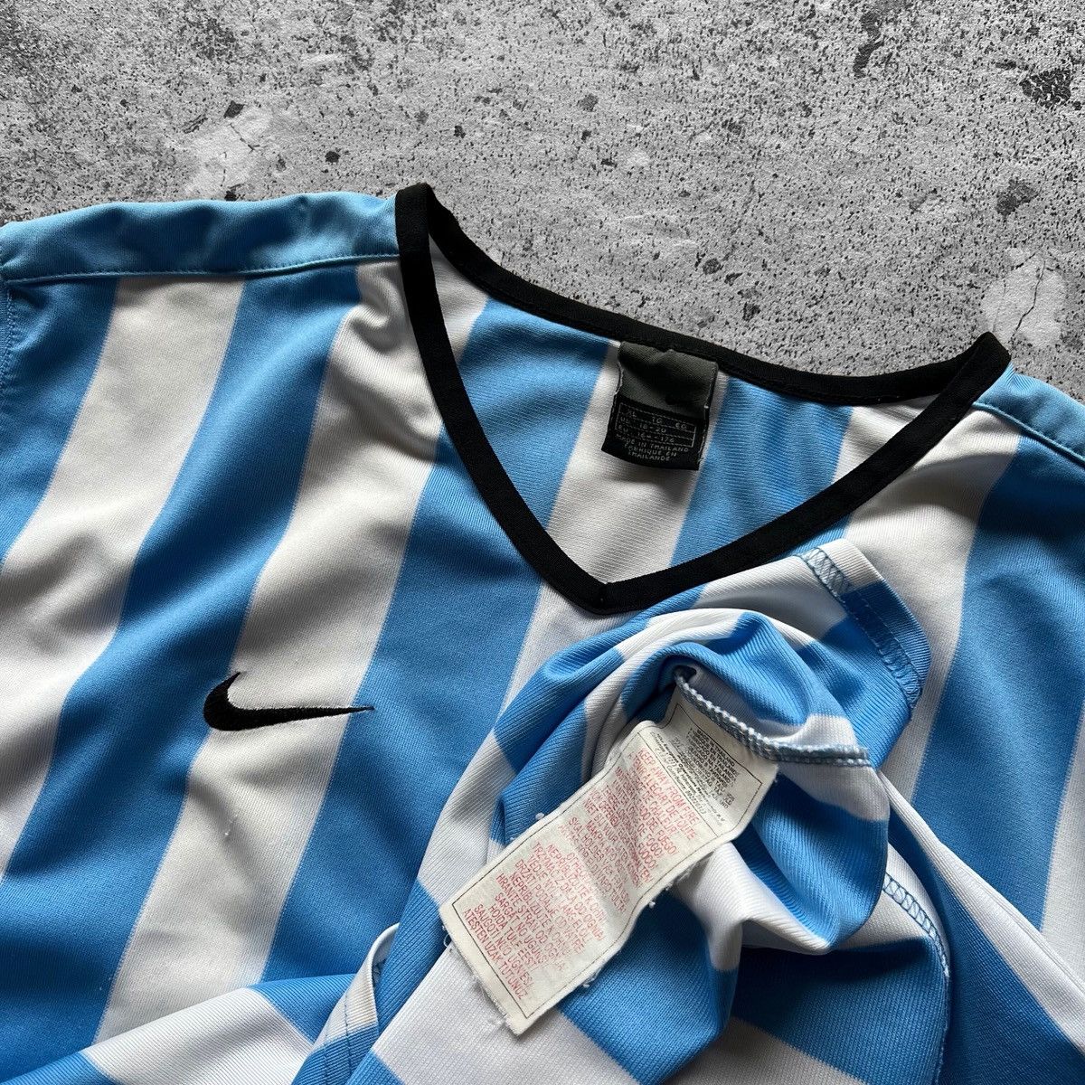 Nike × Vintage Nike Vintage 00s Blue White Striped Long Sleeve Jersey Size US S / EU 44-46 / 1 - 3 Thumbnail