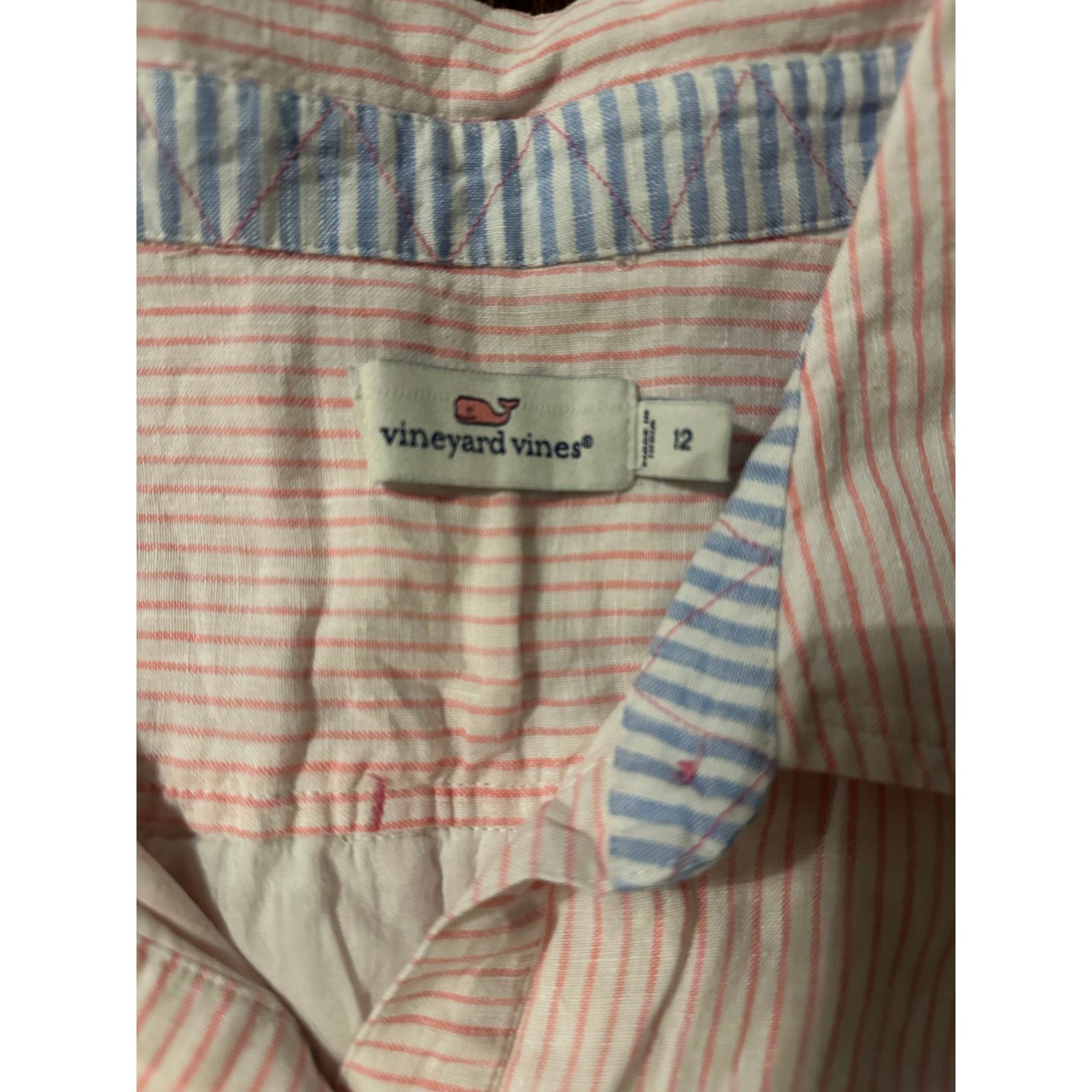 Vineyard Vines Vineyard Vines Margo Linen Pink Stripe Shirt Dress size 12 Size XL / US 12-14 / IT 48-50 - 3 Thumbnail